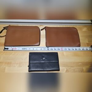 Hexagona Paris Leather Wallet & Matching Twin Clutch Set (3 Pcs)